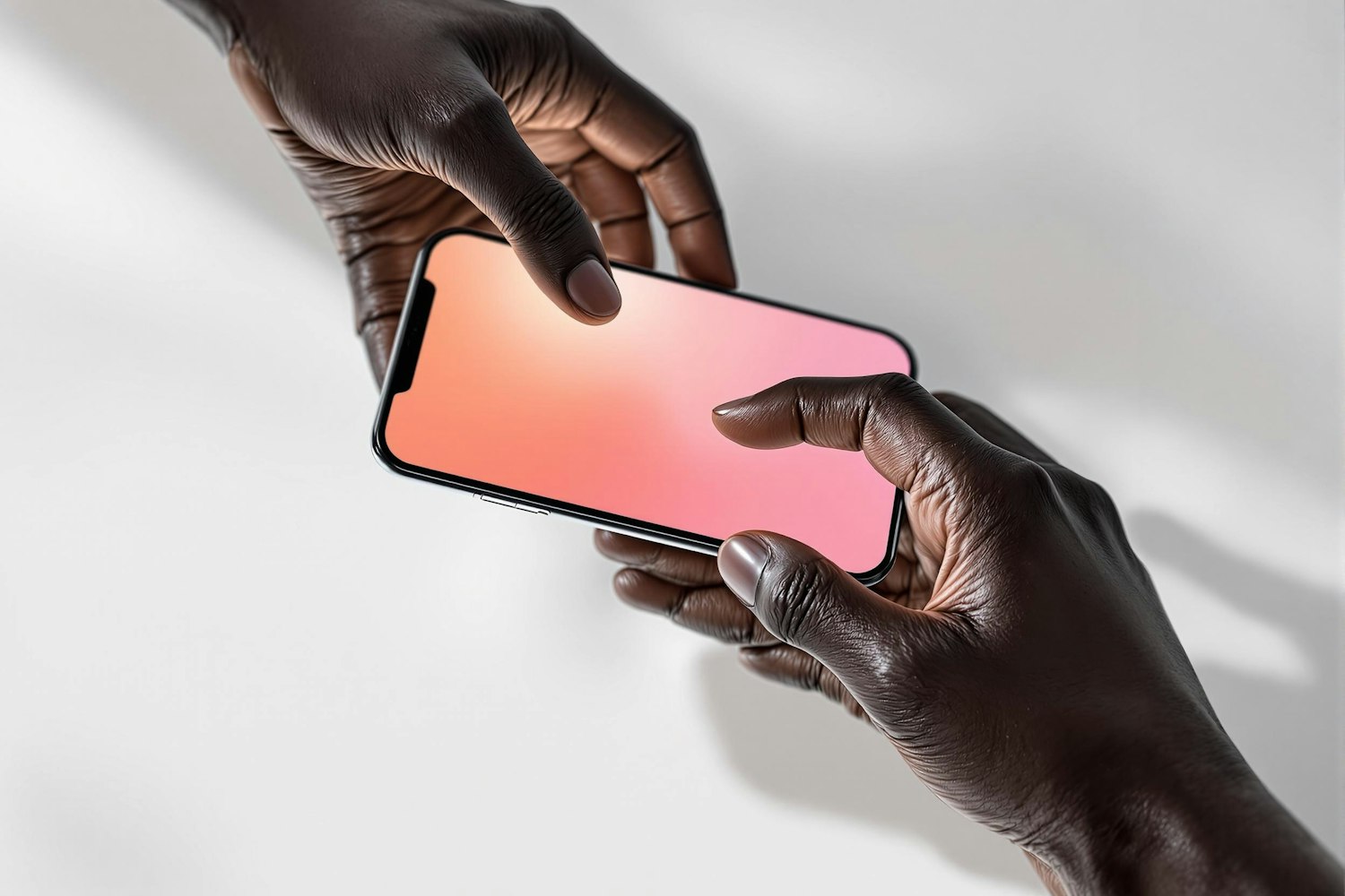 Hands holding a phone with a mobile money app